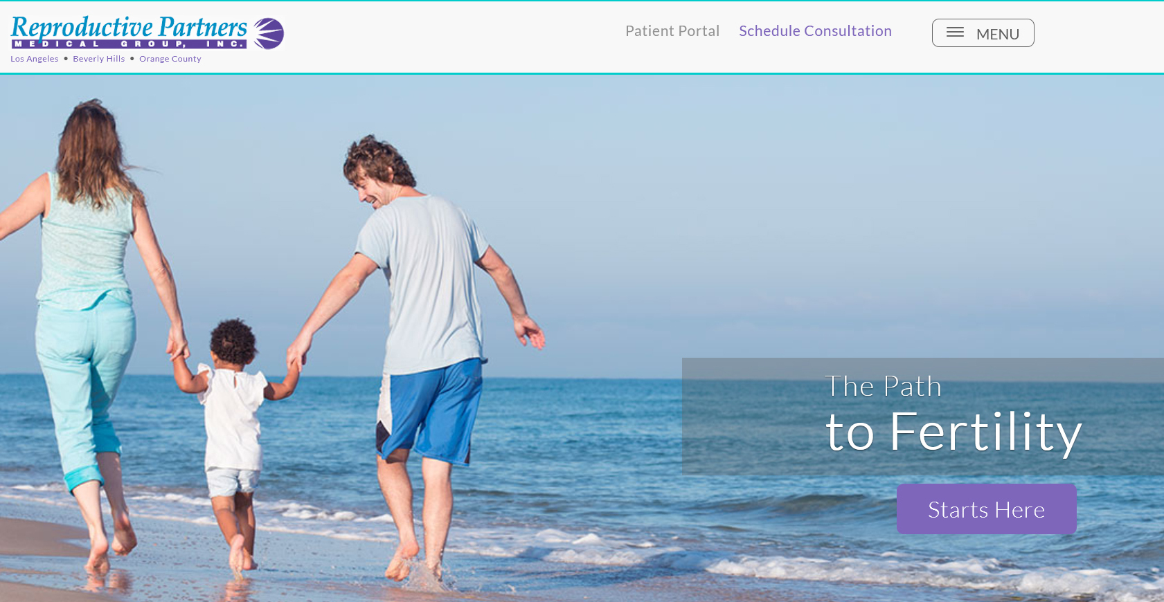 Website of previous client Reproductive Partners in Los Angeles